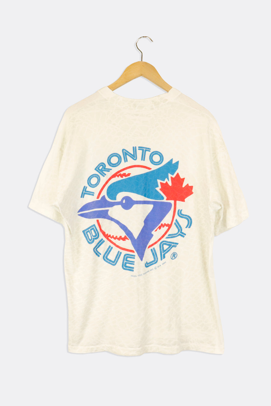Vintage 1992 MLB Toronto Blue Jays Simple Logo On Front Pattern On Back T Shirt