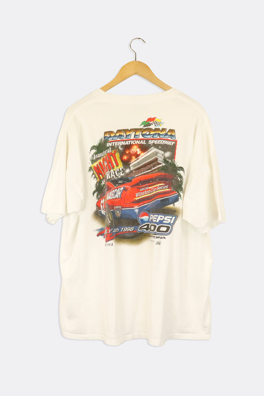Vintage 1998 Nascar Daytona Night Race Winston Cup Series Vinyl Graphic T Shirt Sz 2XL
