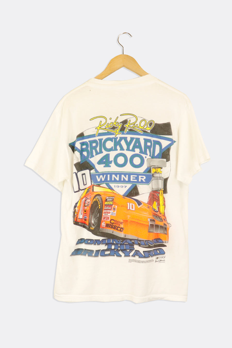 Vintage 1997 Ricky Rull Brickyard 400 Tide Sponsor Graphic T Shirt Sz M