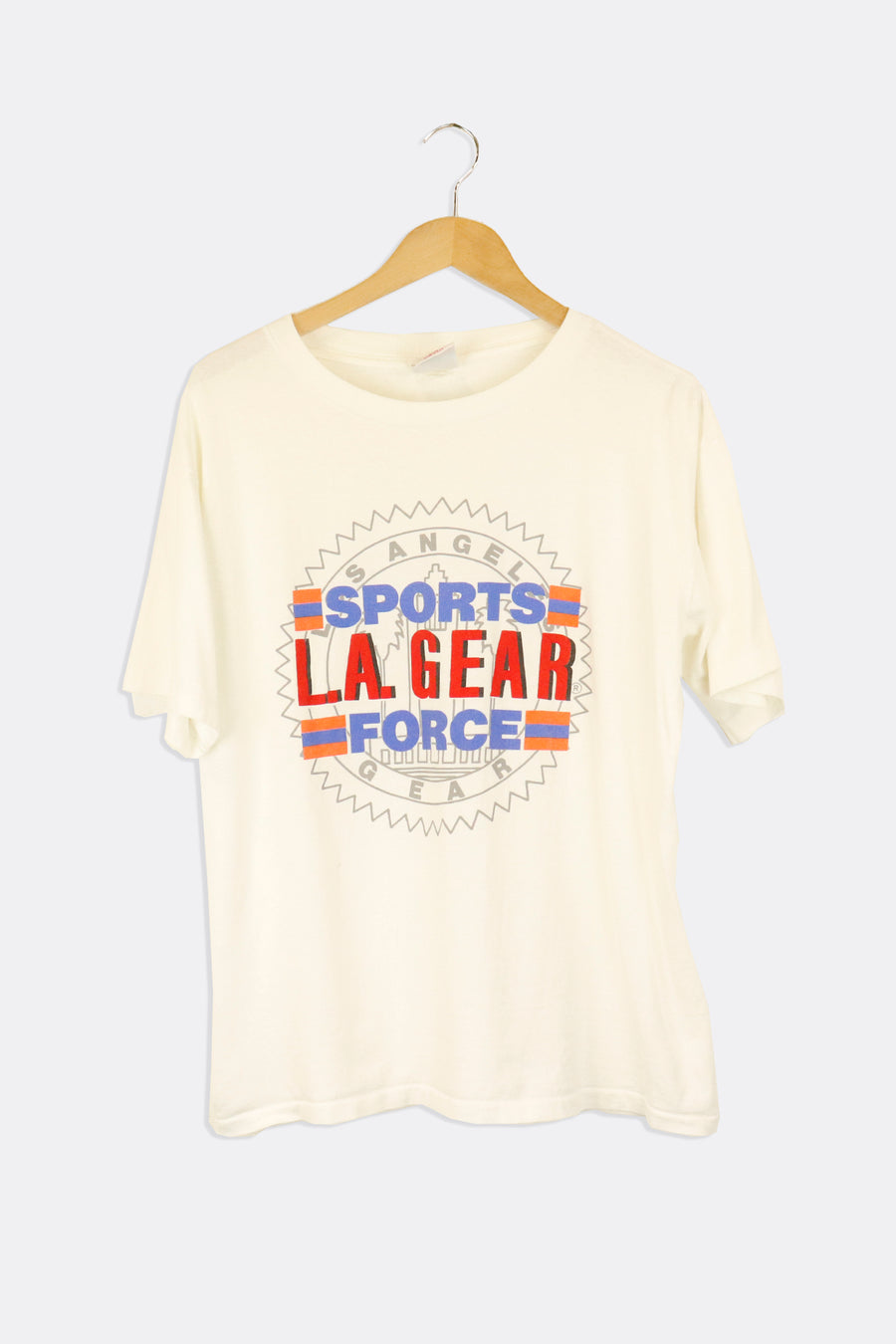 Vintage LA Sports Gear Force Outline Of LA Vinyl T Shirt Sz L