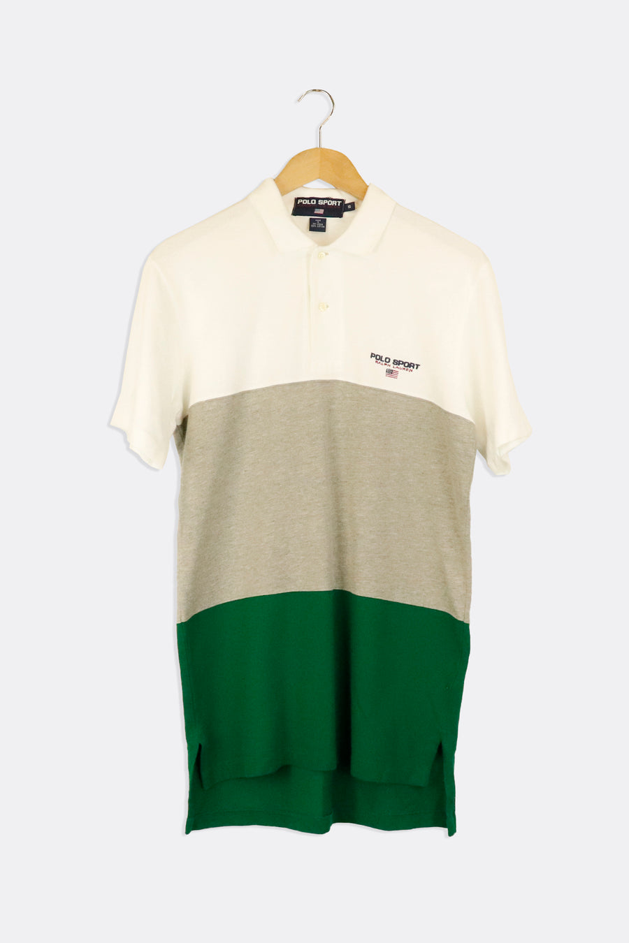Vintage Polo Ralph Lauren Collared Colour Block Button Up T Shirt Sz S
