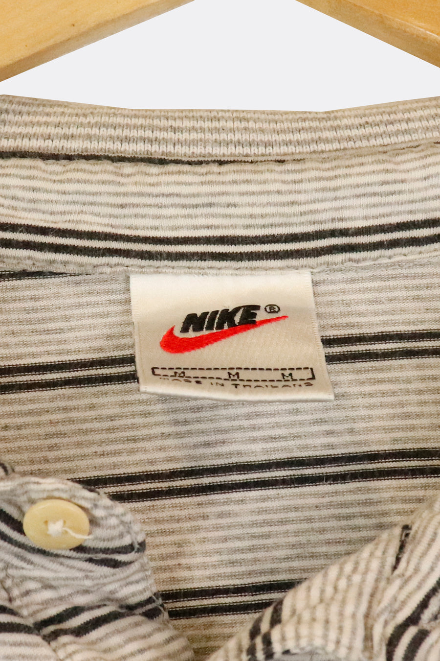 Vintage Nike Striped Collared Embroidered T Shirt Sz M