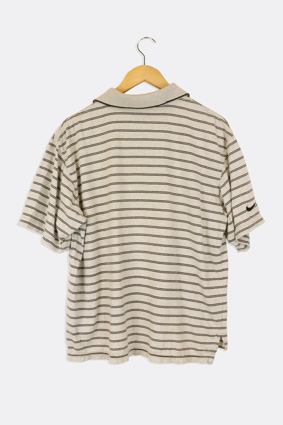 Vintage Nike Striped Collared Embroidered T Shirt Sz M
