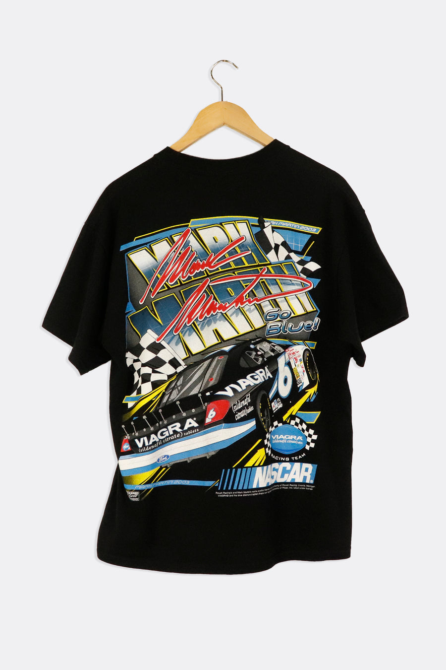 Vintage 2003 Nascar Mark Martin Hero In Blue Sponsorship Graphic T Shirt Sz L