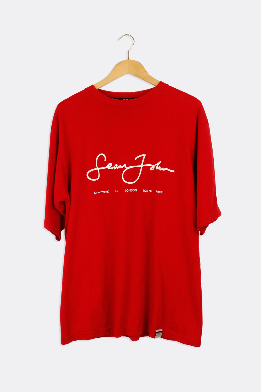 Vintage Sean John Simple Handwriting Font Faded Vinyl T Shirt Sz M