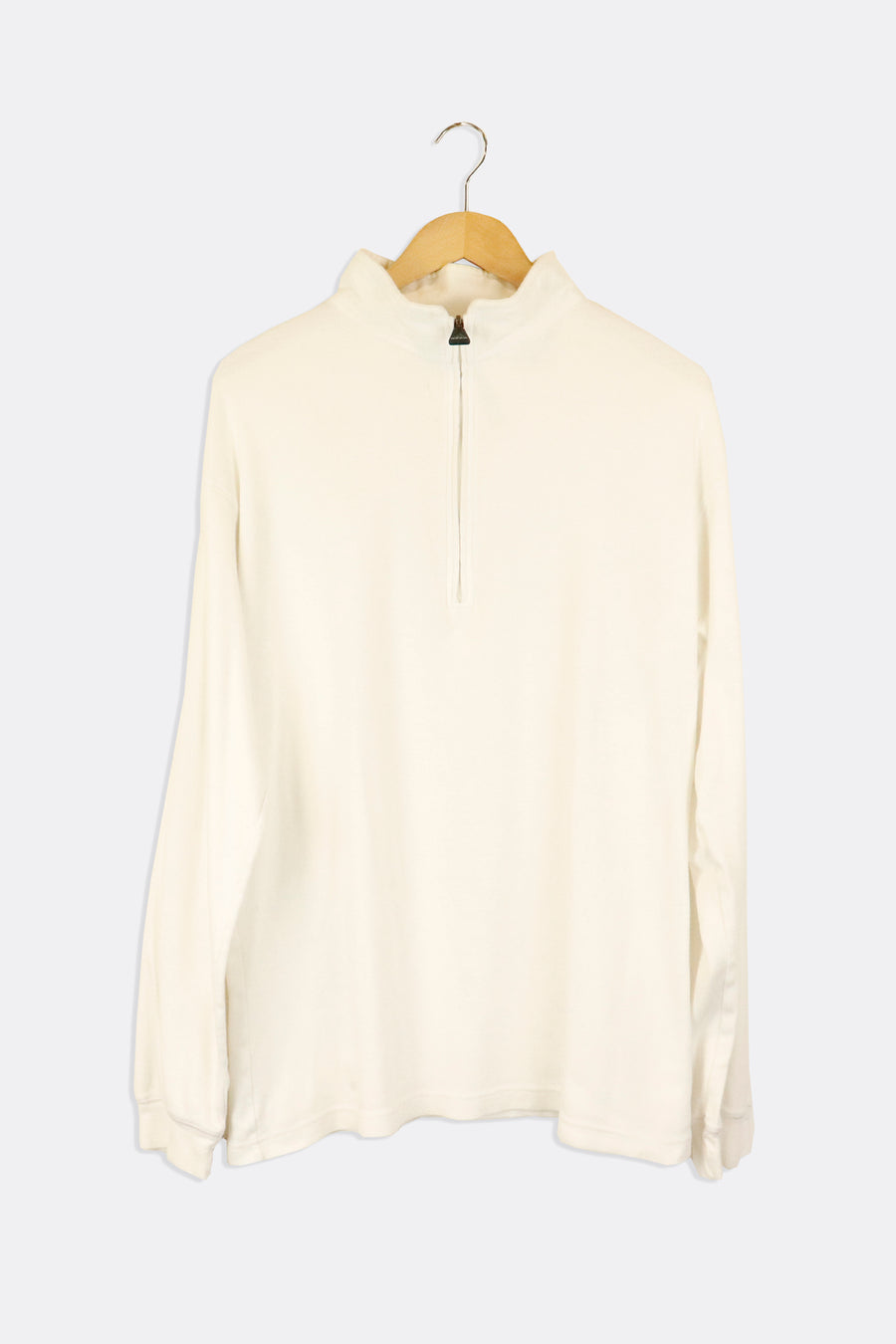 Vintage Adidas Quarter Zip Simple White Sweatshirt Sz L