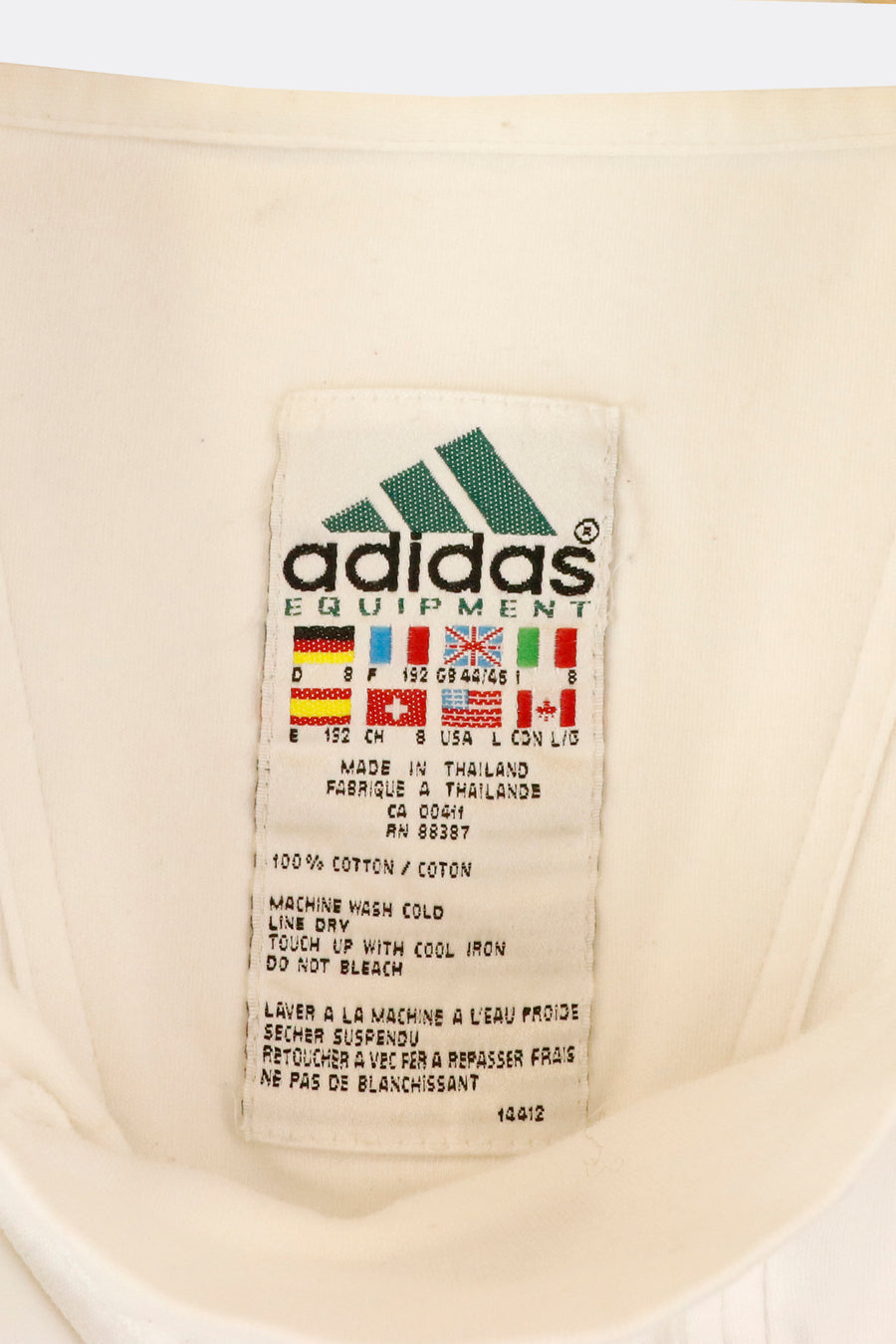 Vintage Adidas Quarter Zip Simple White Sweatshirt Sz L