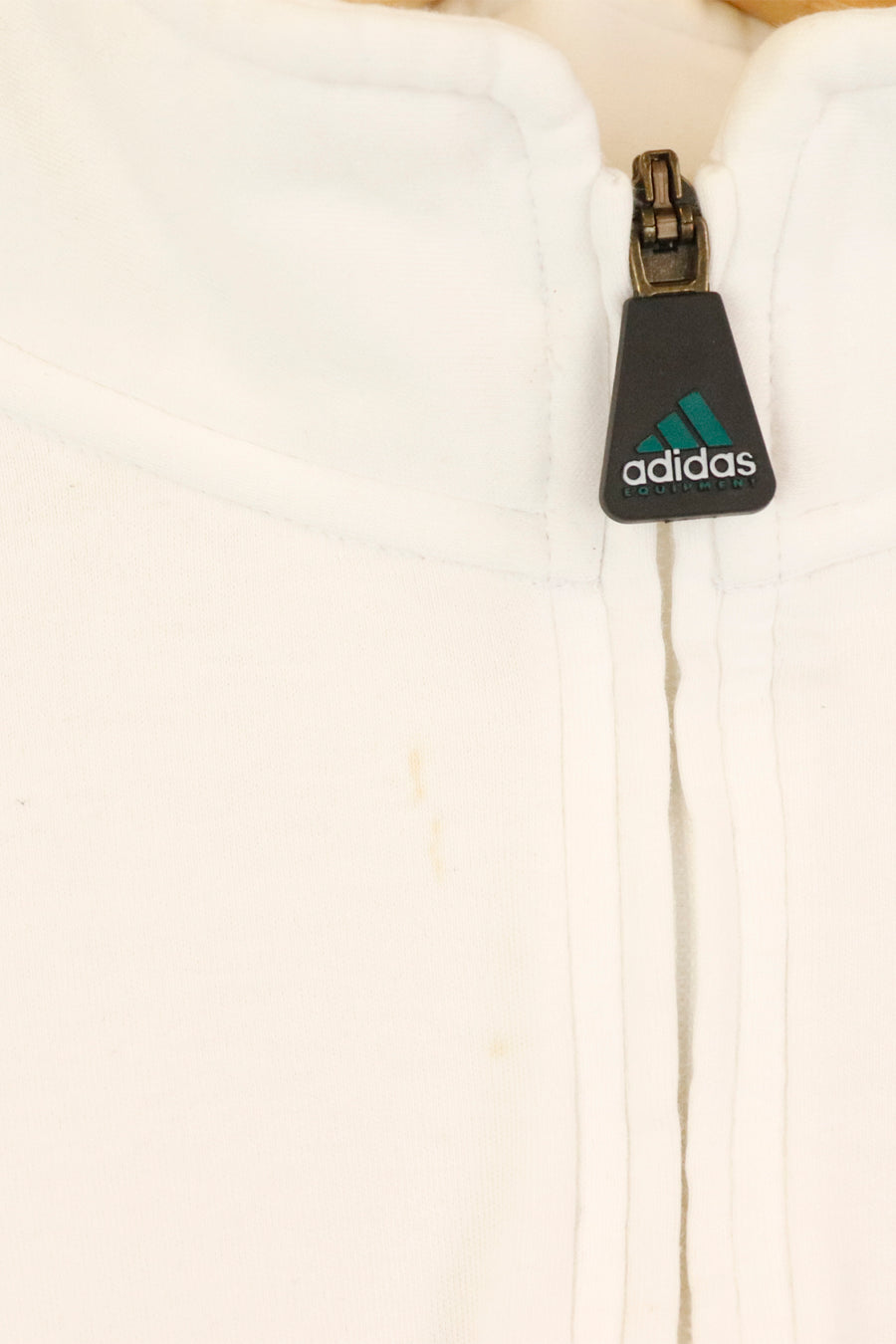 Vintage Adidas Quarter Zip Simple White Sweatshirt Sz L
