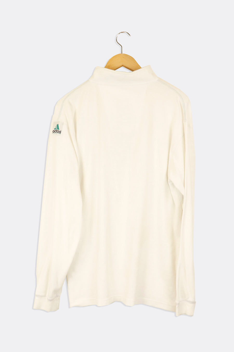 Vintage Adidas Quarter Zip Simple White Sweatshirt Sz L