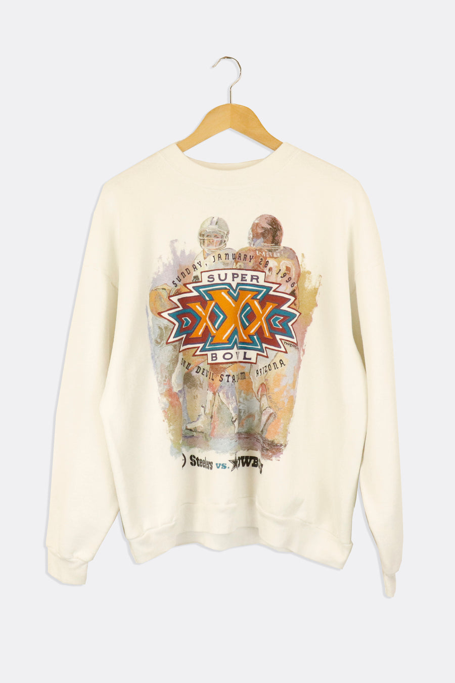 Vintage 1995 NFL Superbowl Steelers Vs Cowboys Painted Graphic Sweatshirt Sz XL