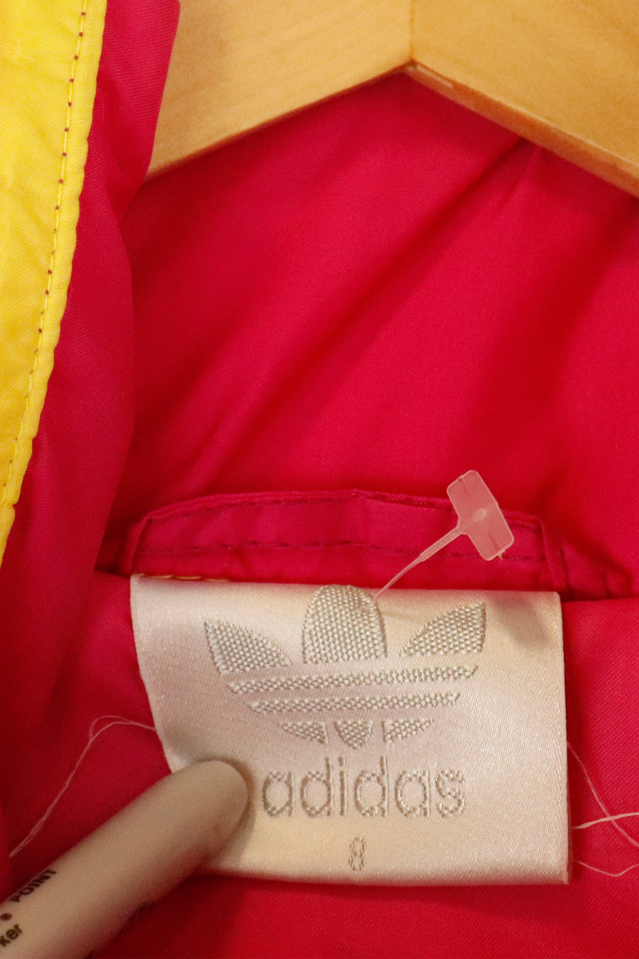 Vintage Adidas Quarter Zip Pink And Yellow Colour Block Puff Jacket