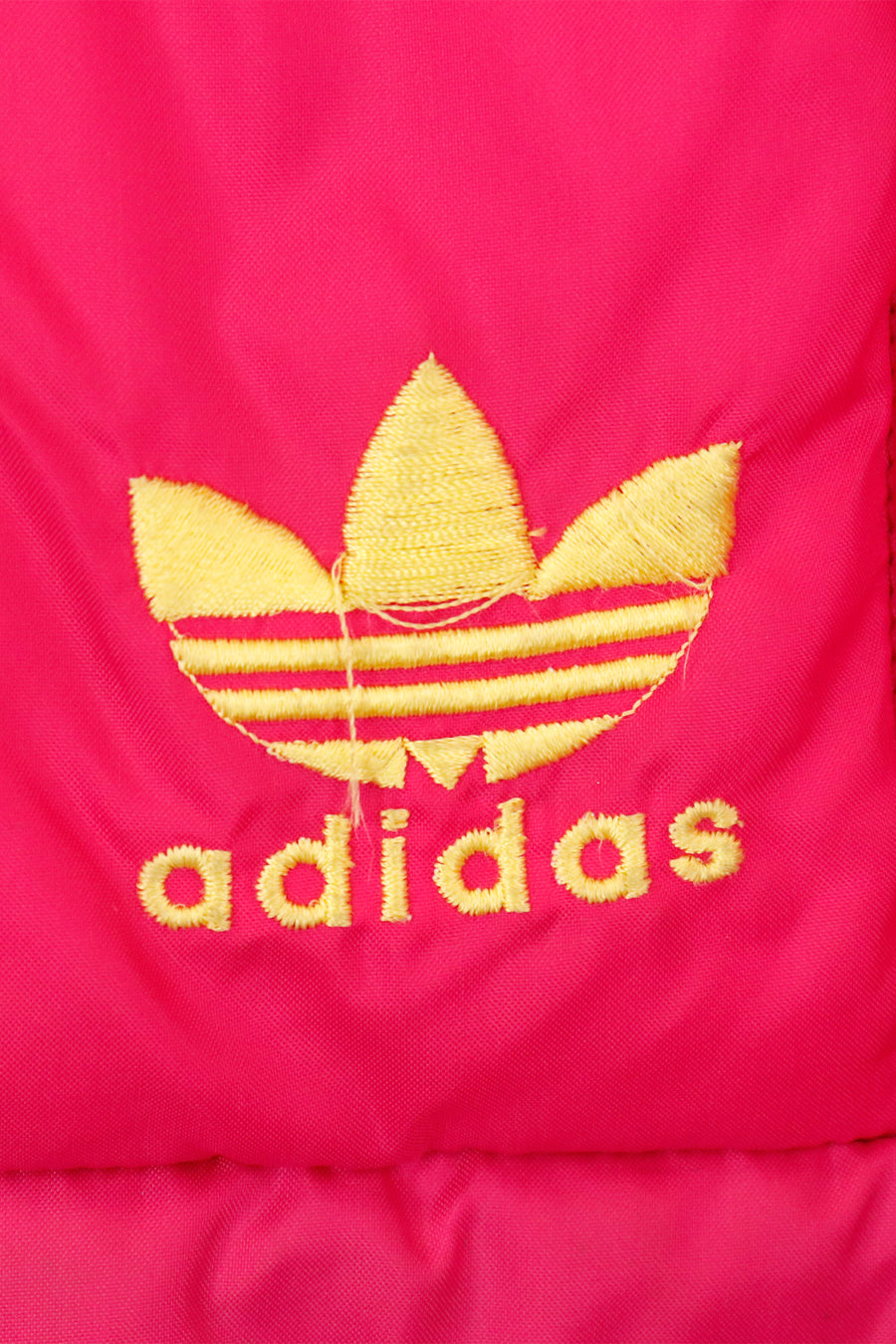 Vintage Adidas Quarter Zip Pink And Yellow Colour Block Puff Jacket