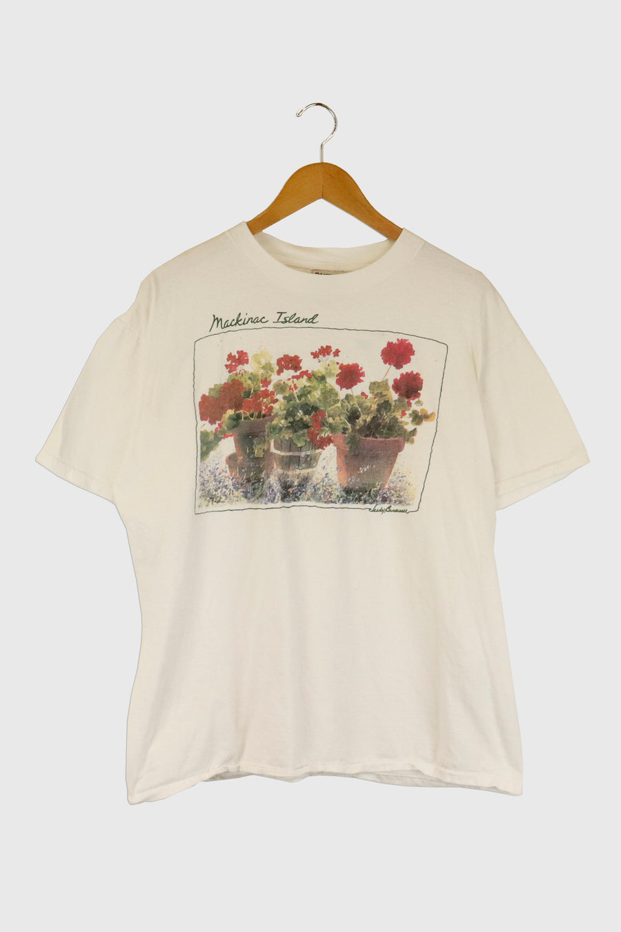 Vintage Mackinac Island Flower Pot Garden T Shirt Sz XL