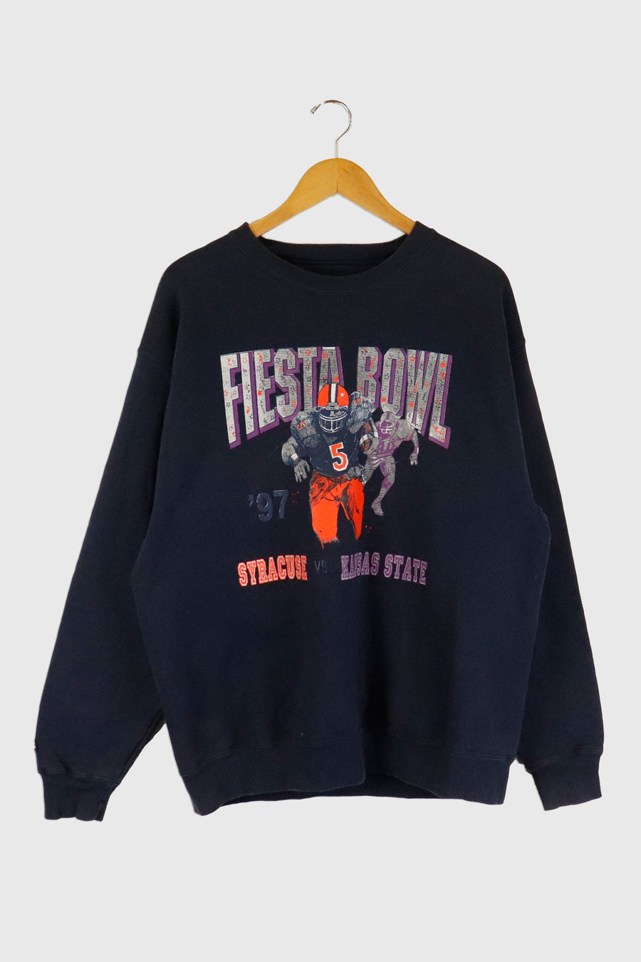 Vintage 1997 Syracuse Vs Kansas State Fiesta Bowl Graphic Sweatshirt Sz L