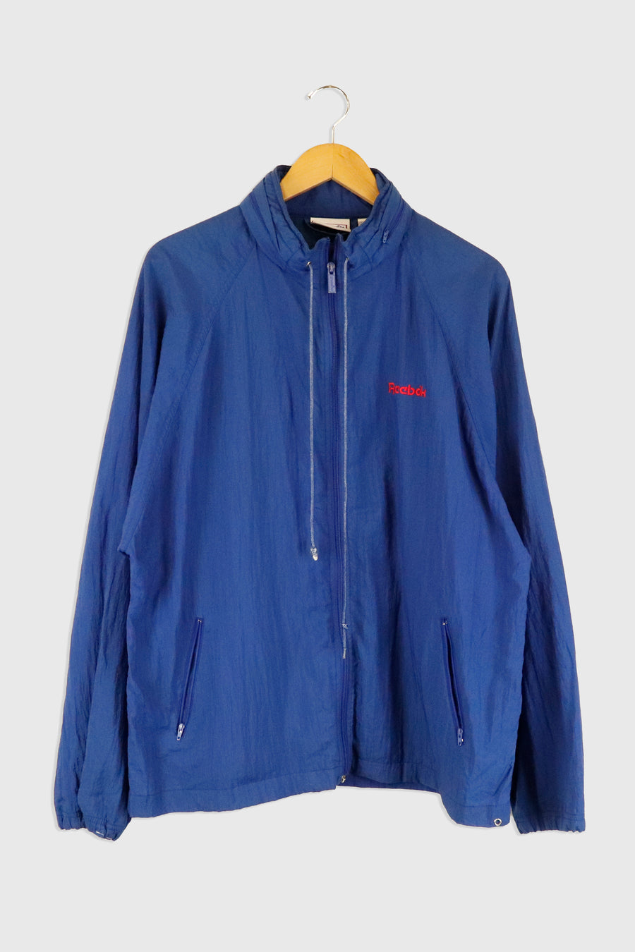 Vintage Reebok Full Zip Hidden Hood Light Weight Jacket