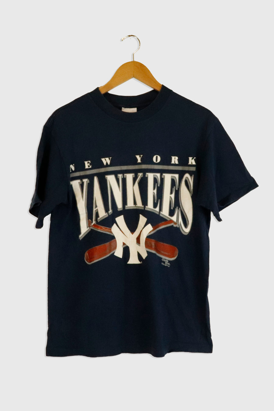Vintage 1992 New York Yankees Baseball Bat Vinyl T Shirt Sz L