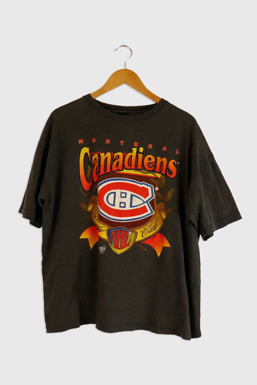 Vintage Montreal Canadians Red And Yellow Logo T Shirt