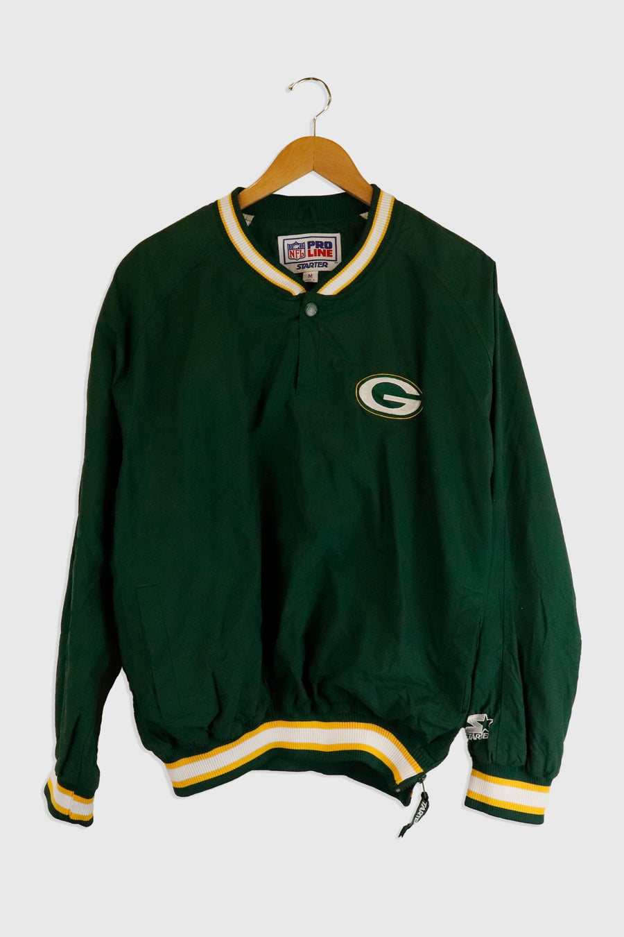 Vintage NFL Green Bay Packers Quarter Button Up Side Zip Pullover Jacket Sz M