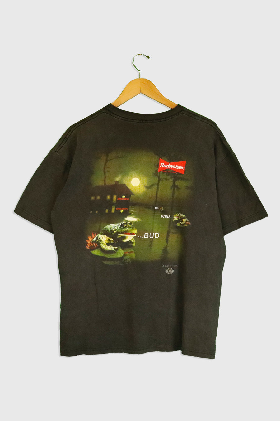 Vintage 1995 Budweiser Frog T Shirt Sz L