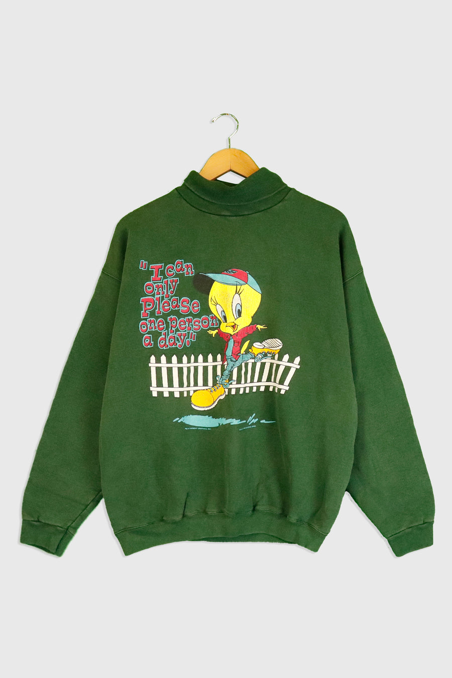 Vintage 1996 Tweety On The Fence Turtleneck Sweatshirt Sz L
