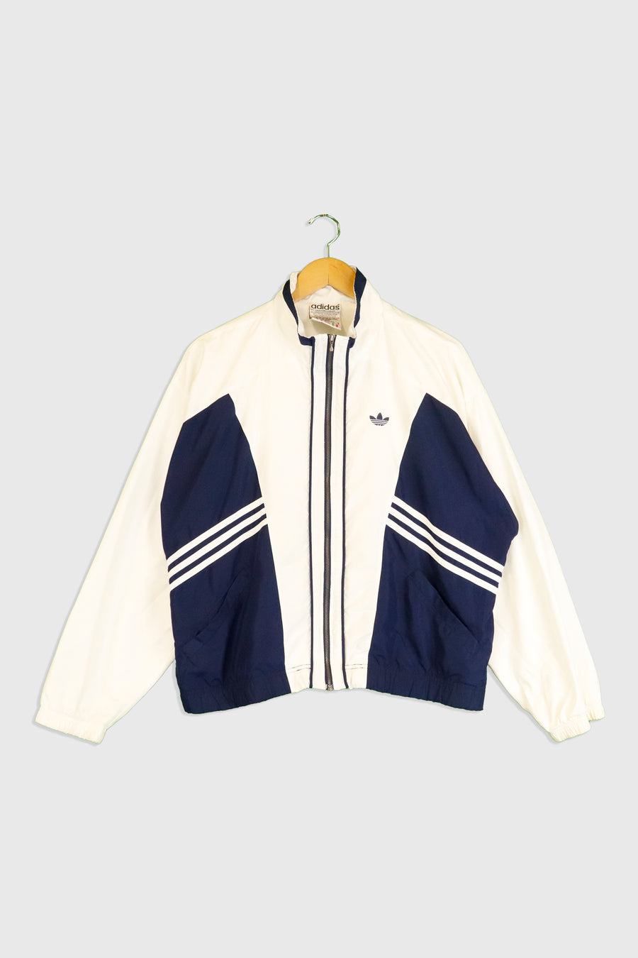 Vintage Adidas Blue And White Stripe Logo Windbreaker Sz XL