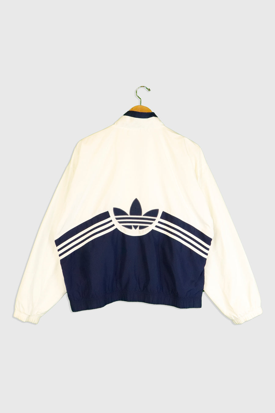 Vintage Adidas Blue And White Stripe Logo Windbreaker Sz XL