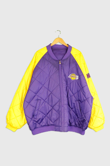 Vintage La Lakers NBA Logo On Back Reversible Jacket Sz 2XL
