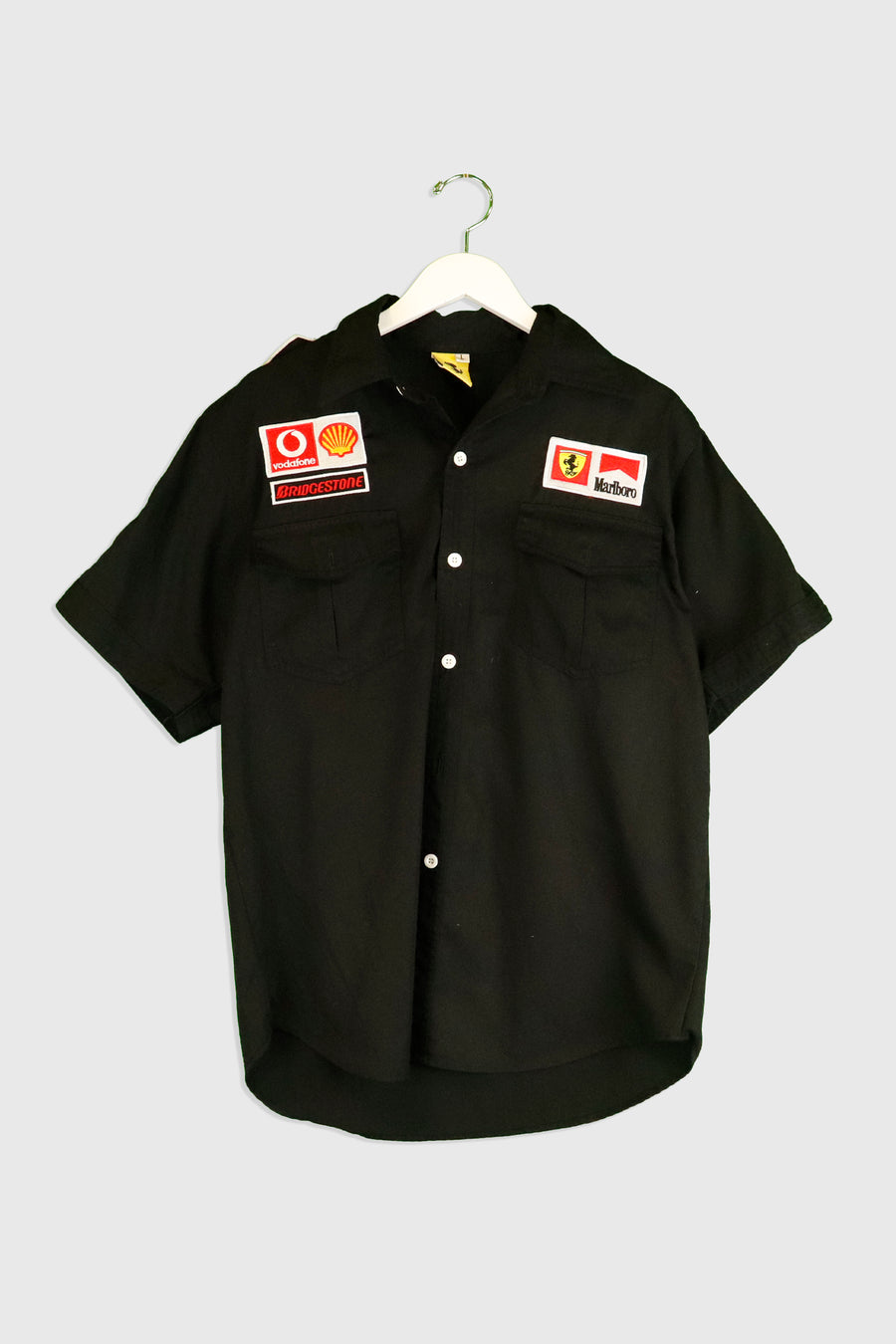 Vintage Ferrari Sponsor Button Up Collared T Shirt Sz L