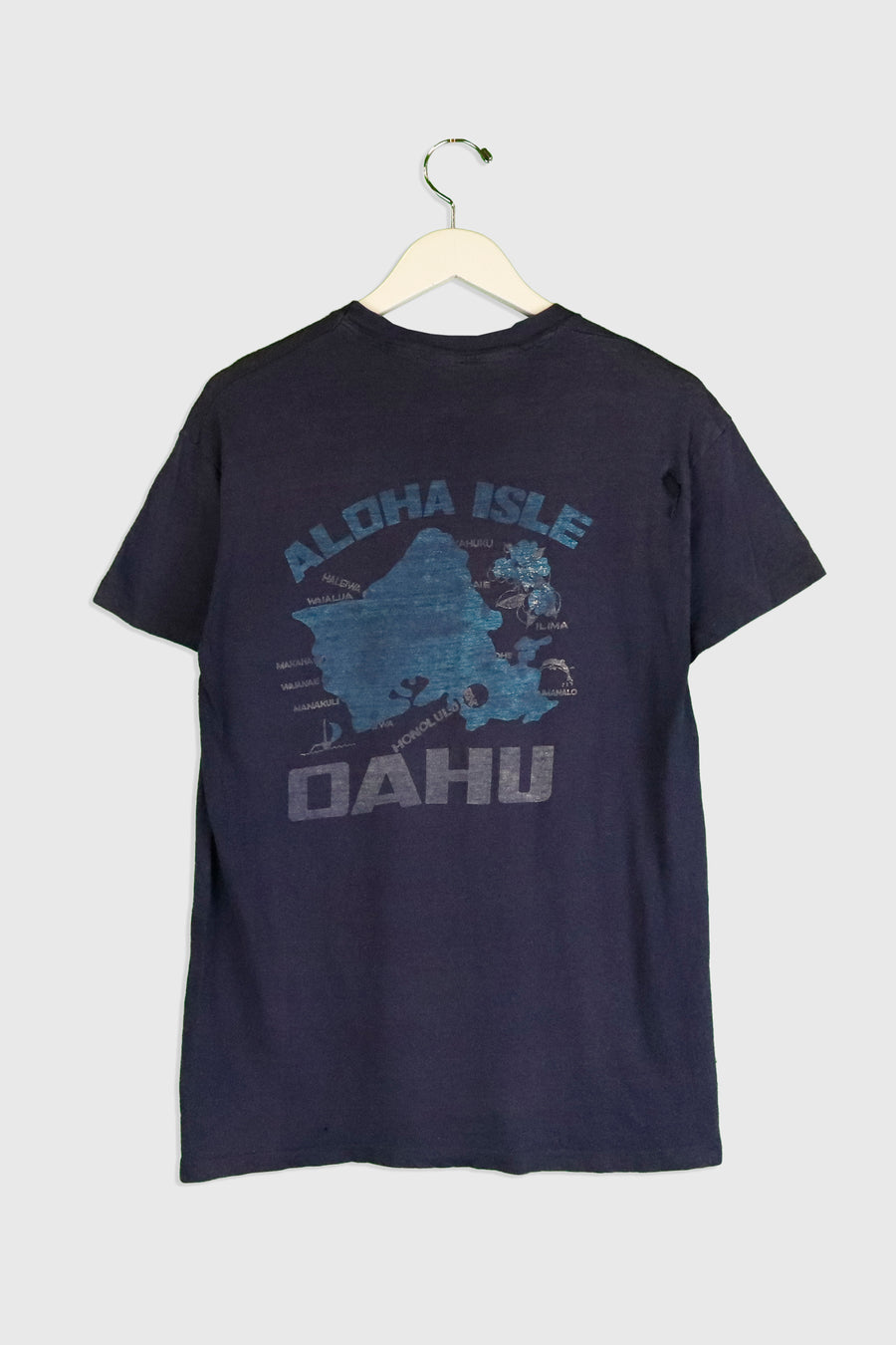 Vintage Aloha Isle Oahu Faded Graphic T Shirt Sz L