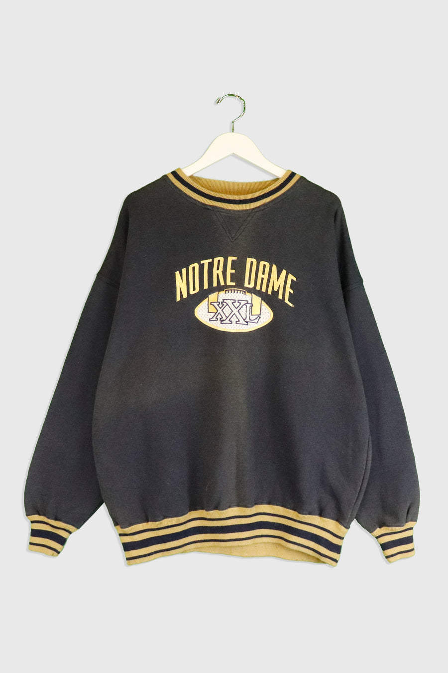 Vintage Notre Dame Football Emroidered Mesh Logo Sweatshirt Sz L