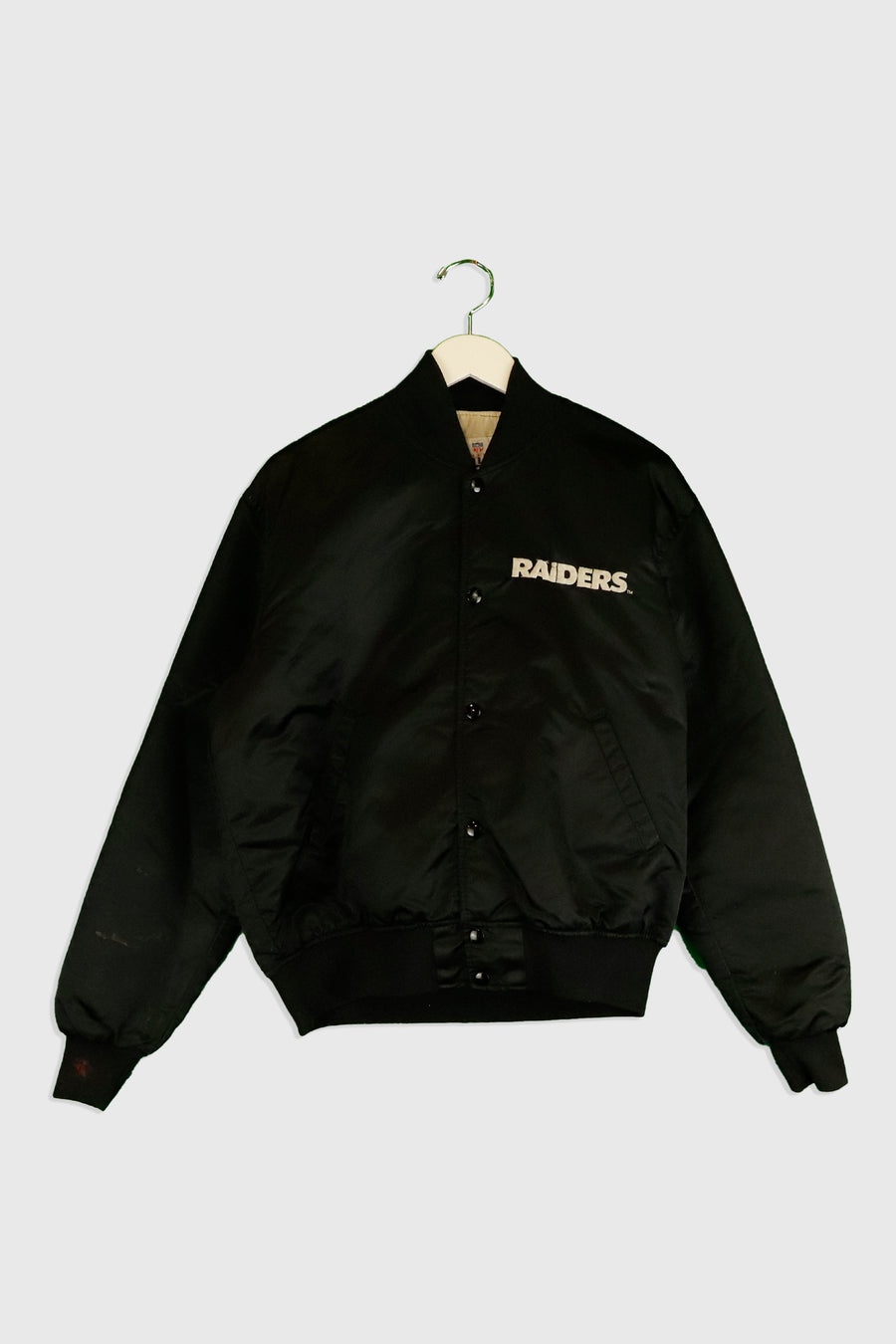 Vintage NFL Los Angeles Raiders Button Up Bomber Jacket Sz M