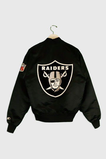 Vintage NFL Los Angeles Raiders Button Up Bomber Jacket Sz M