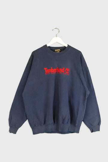 Vintage Timberland Wind Water Earth And Sky Embroidered Font Sweatshirt
