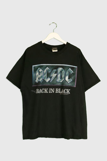 Vintage 2001 ACDC Back In Black Faded Logo T Shirt Sz XL