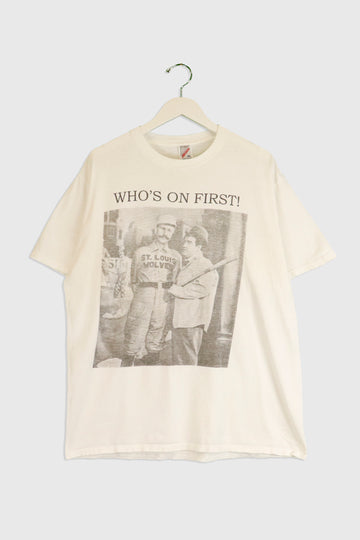Vintage Whose On First Faded Baseball Graphic T Shirt Sz XL