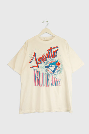 Vintage 1993 MLB Toronto Blue Jays Colourful Logo And Font T Shirt
