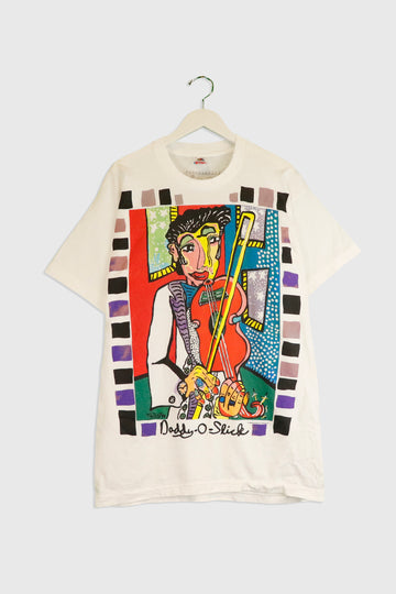 Vintage Daddy O Slick Abstract Violin Graphic T Shirt Sz XL