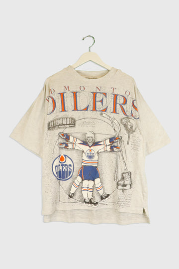 Vintage 1993 NHL Edmonton Oilers Player Anotomy Puffy Vinyl T Shirt Sz L