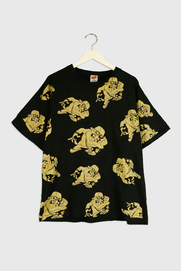 Vintage Looney Tunes Golden Gangster Taz All Over Graphic T Shirt Sz XL