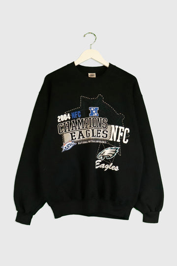Vintage 2004 NFL Philadelphia Eagles NFC Champions Vinyl Sweatshirt Sz M