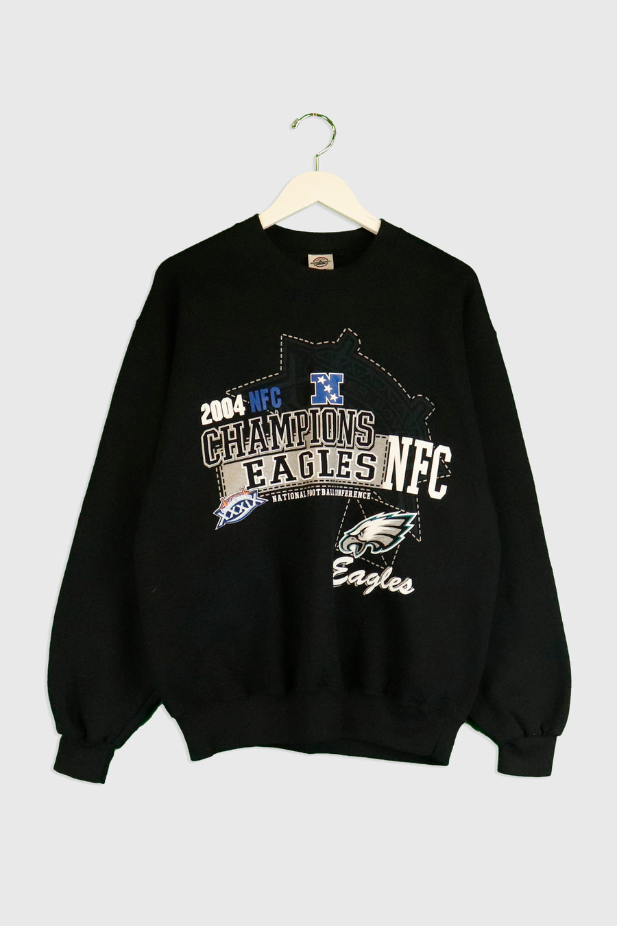 Vintage 2004 NFL Philadelphia Eagles NFC Champions Vinyl Sweatshirt Sz M