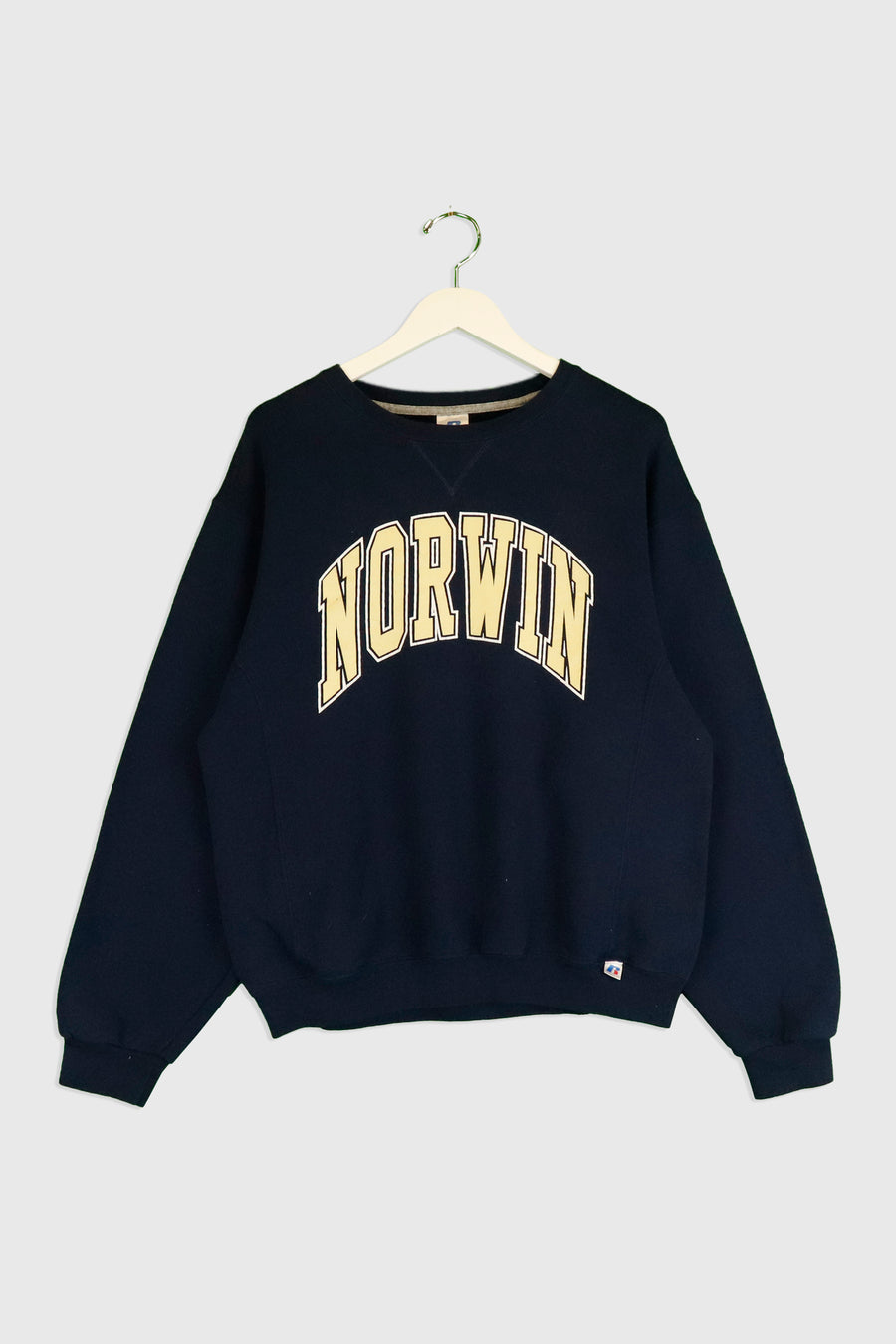 Vintage Yellow Block Letter Norwin Graphic Crewneck Sweatshirt Sz M