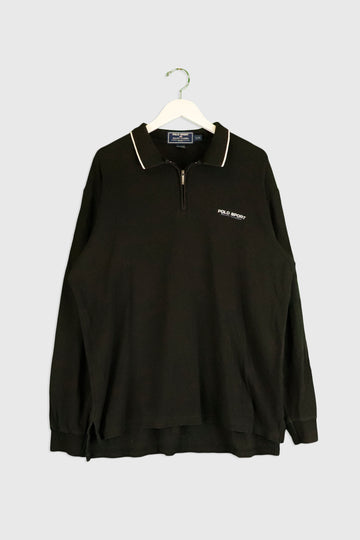 Vintage Polo Sport Waffle Knit Quarter Zip Collared Sweatshirt Sz L
