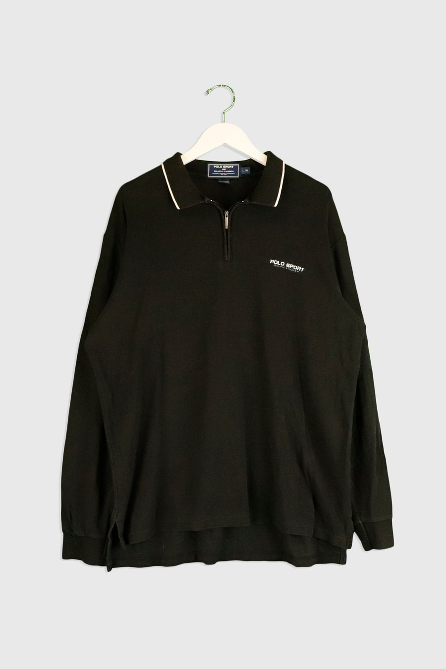Vintage Polo Sport Waffle Knit Quarter Zip Collared Sweatshirt Sz L