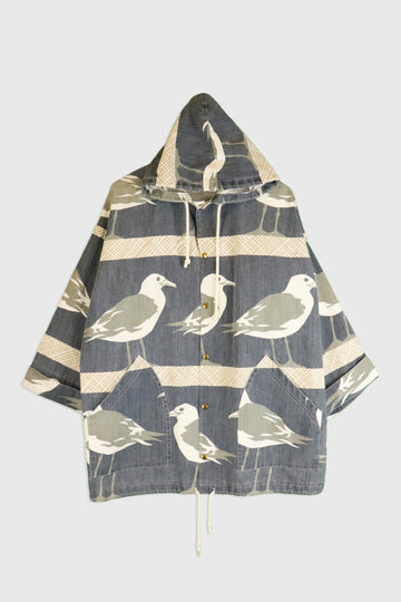 Vintage All Over Seagull Pattern Button Up Canvas Jacket Sz M