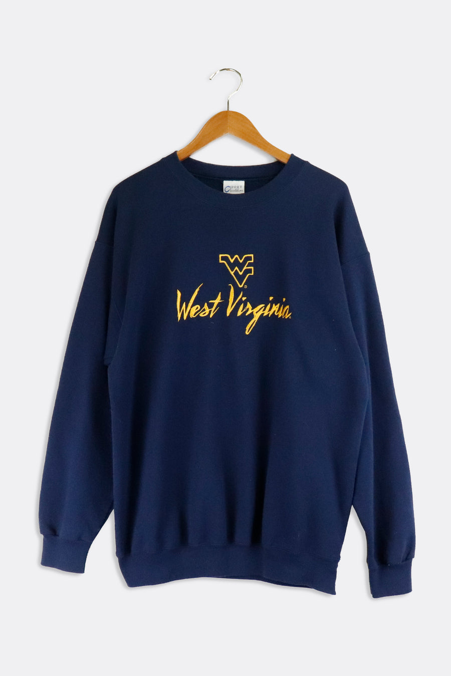 Vintage WV West Virginia Yellow Embroidered Lettering Sweatshirt