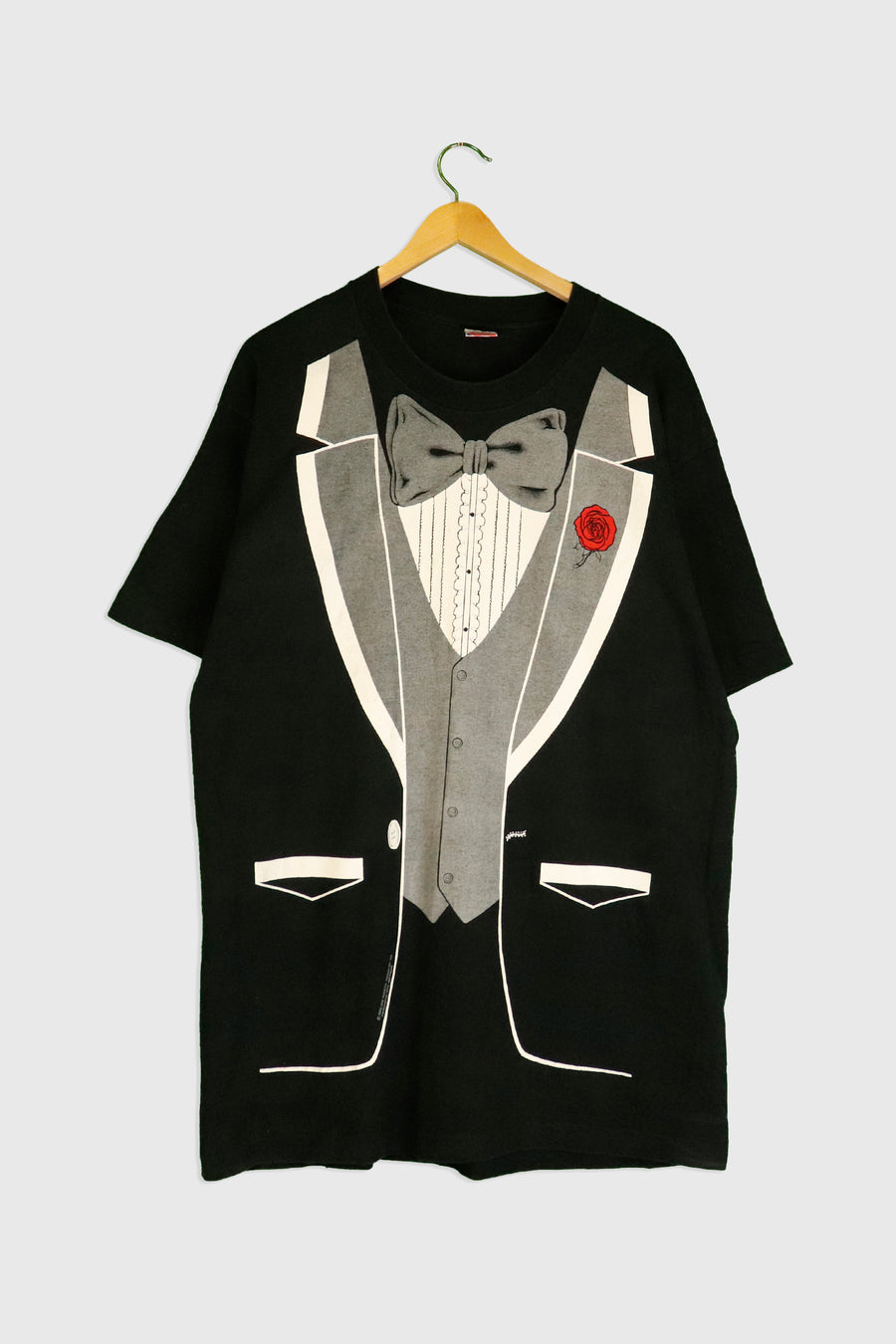Vintage Tuxedo Vinyl Print T Shirt Sz XL