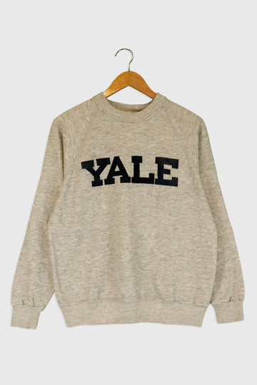 Vintage Yale Navy Blue Velvet Pached Sweatshirt Sz L