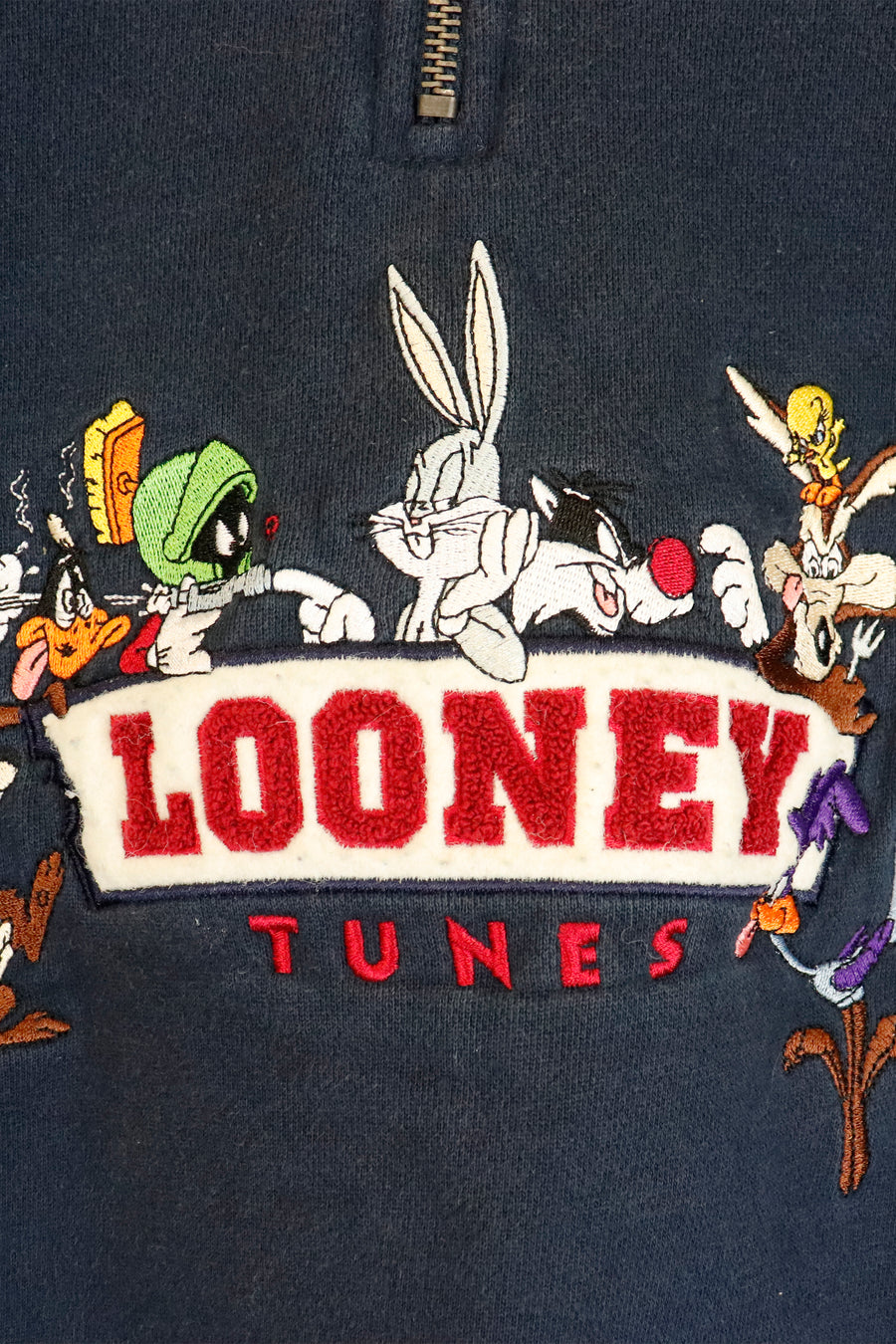 Vintage Looney Tunes  And Friends Quarter Zip Sweatshirt Sz L