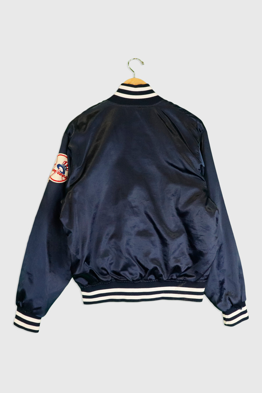 Vintage MLB NY Yankees Snap Button Bomber Jacket Sz L